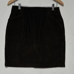 Vintage Eddie Bauer Skirt Size 12 Petite Brown Corduroy Pockets Pencil NWOT